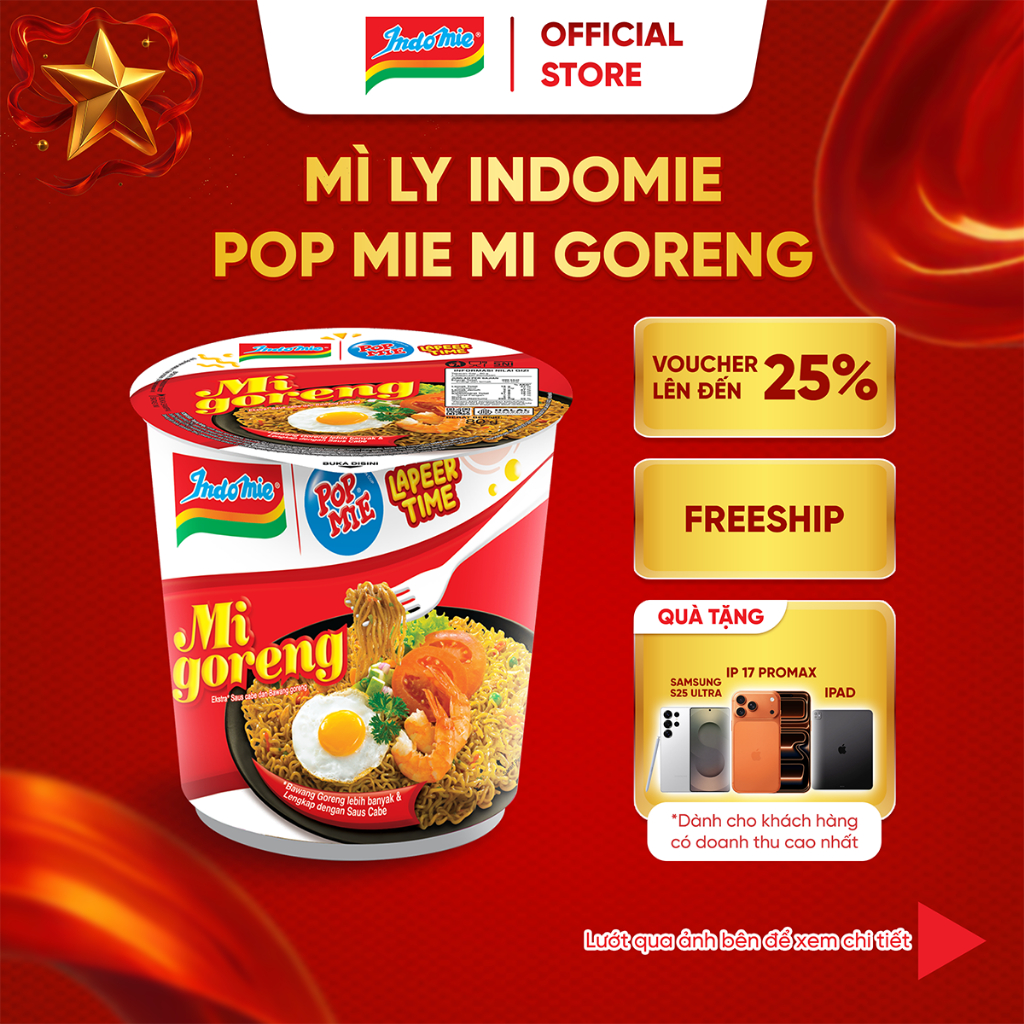 Mì ly Indomie Pop Mie Mi Goreng 80g x Thùng 12 ly