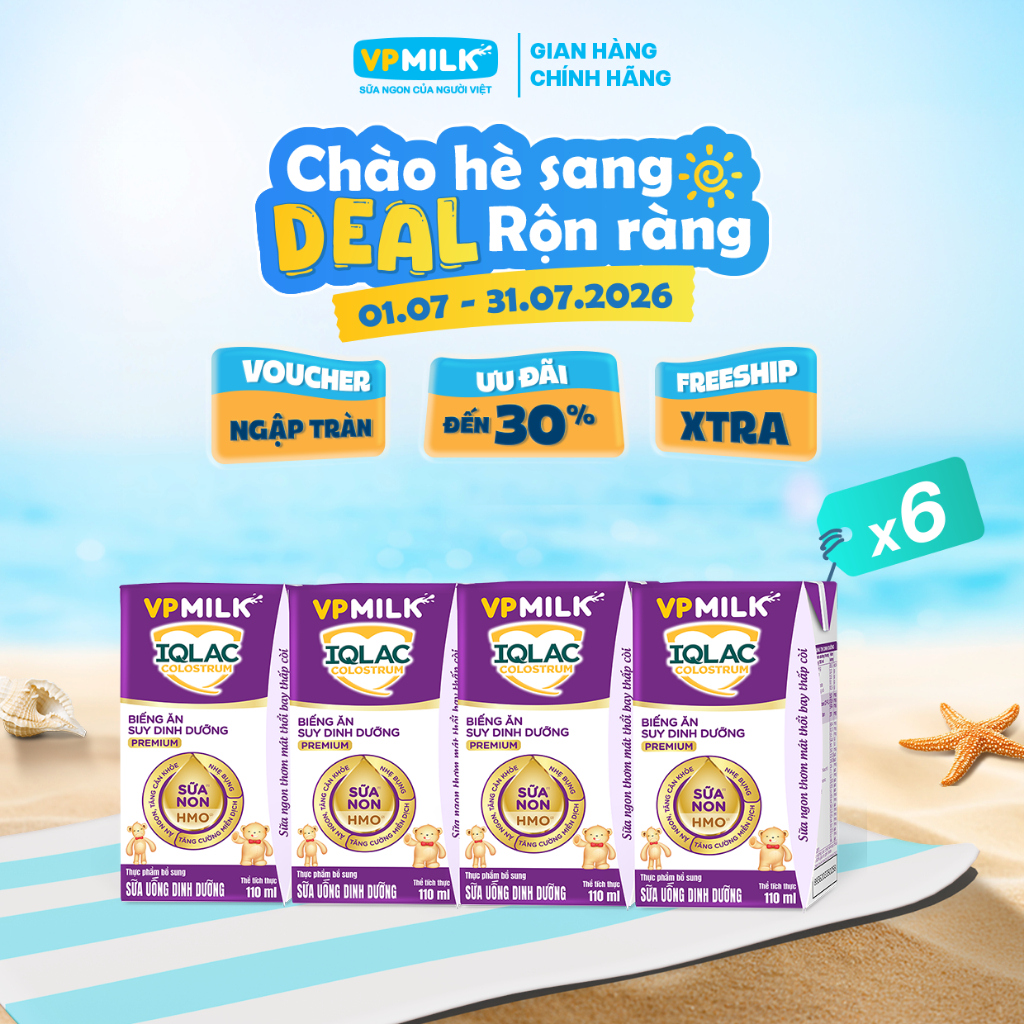 [Combo 6 lốc] Sữa dinh dưỡng VPMilk IQLac Colostrum bé biếng ăn, suy dinh dưỡng 110ml