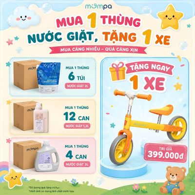 [TẶNG XE] Nước giặt Mompa công nghệ sinh học Enzyme an toàn tẩy sạch vết bẩn lưu hương cho bé