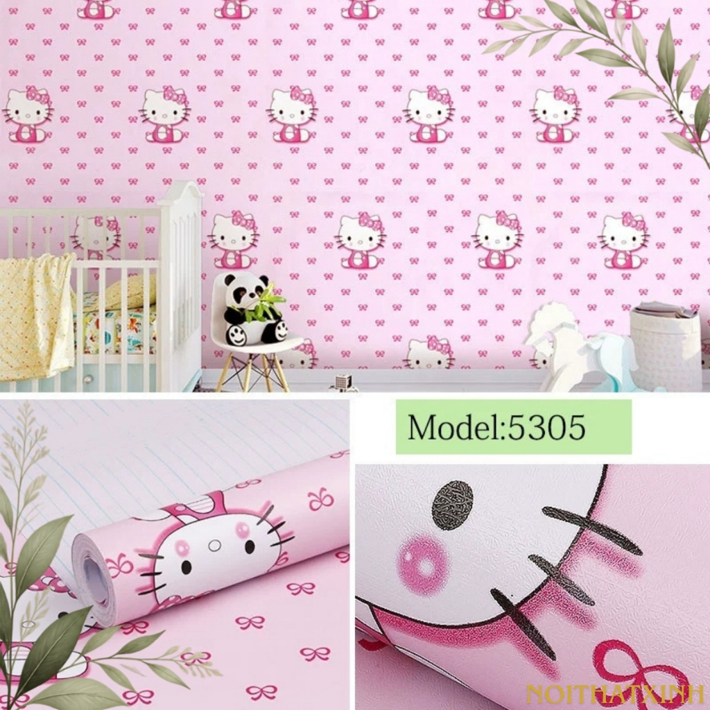 decal 1m giấy dán tường có sẵn keo dán - kitty M1100
