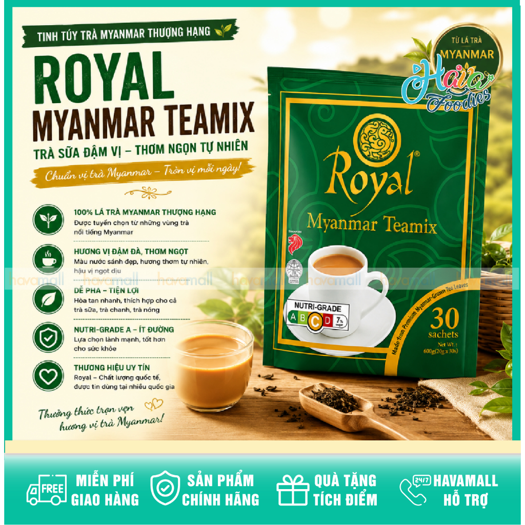 Trà Sữa Hòa Tan Royal Myanmar Teamix 600g (30 Gói x 20g) – Royal Myanmar Teamix Milk Tea 600g