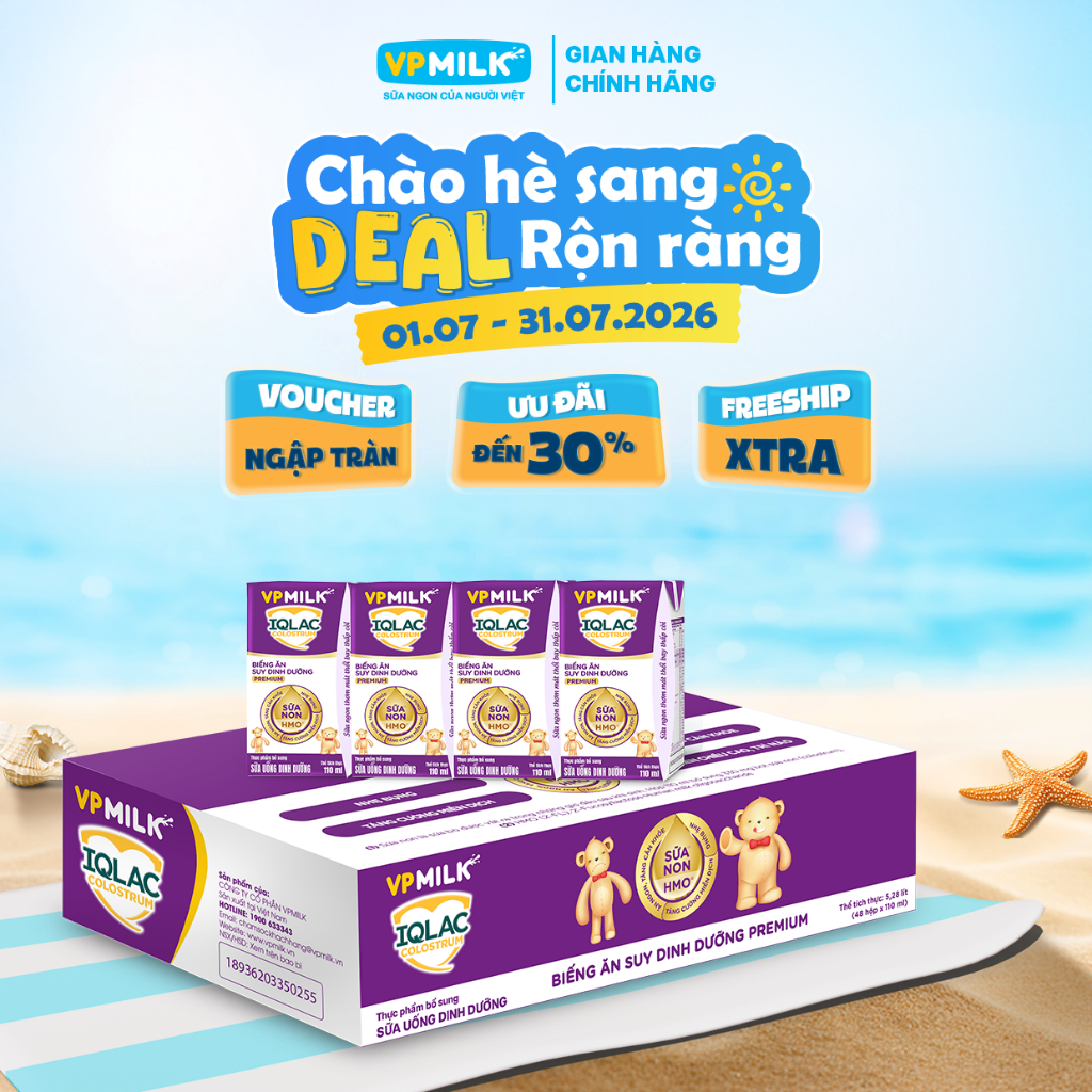 Sữa dinh dưỡng VPMilk IQLac Colostrum trẻ biếng ăn,suy dinh dưỡng 110ml (thùng 48 hộp)