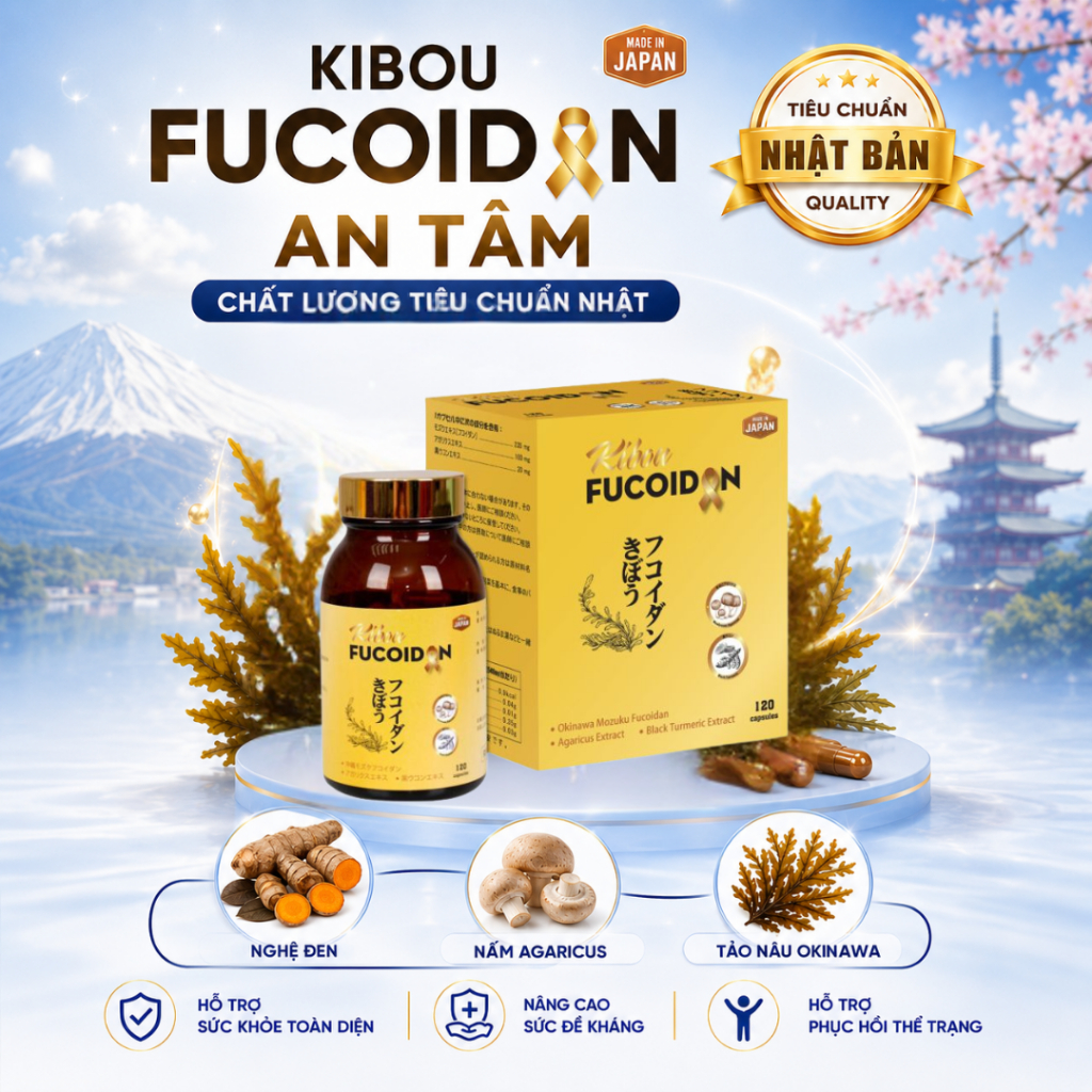 Kibou Fucoidan Fotecpham, Hỗ Trợ Bổ Sung Dưỡng Chất, Dinh Dưỡng Thiết Yếu Cho Người U Bướu (30/120V)