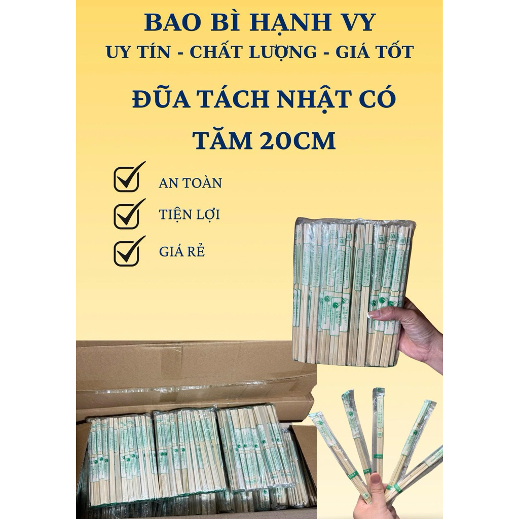 (SỈ) THÙNG 4000 ĐÔI ĐŨA TÁCH NHẬT CÓ TĂM - ĐŨA TÁCH NHẬT DÙNG 1 LẦN DÀI 20CM - ĐŨA TÁCH GIÁ RẺ