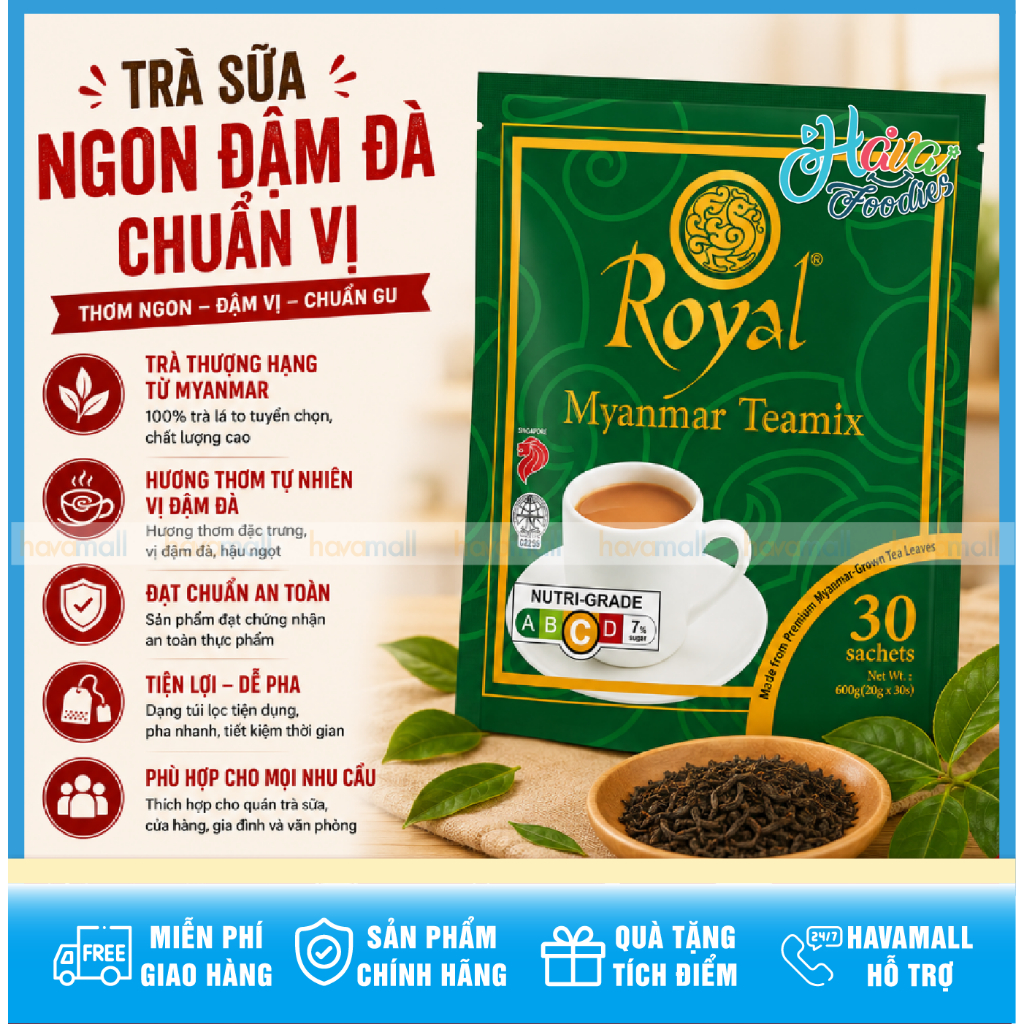 Trà Sữa Royal Myanmar Teamix 600g (30 Gói) – Royal Instant Milk Tea