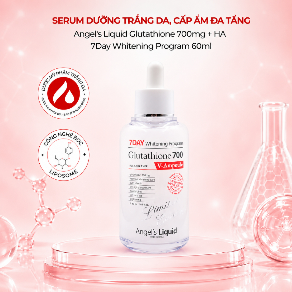 [Angel's Liquid] [PHIÊN BẢN 60ML] Serum Dưỡng Trắng, Cấp Ẩm Da Glutathione + HA 7Day Whitening Ampou