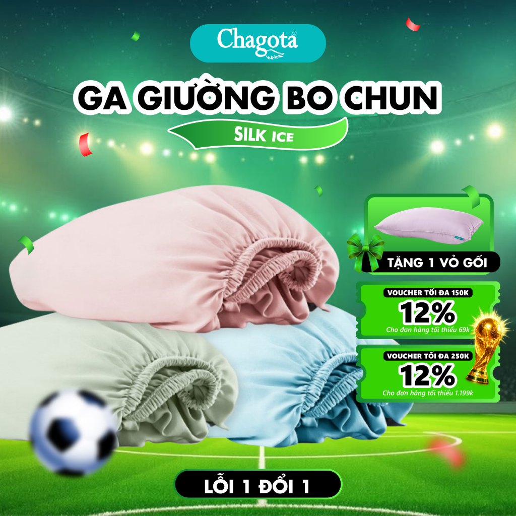 Ga Giường Lụa Silk Ice CHAGOTA, Chât Liệu Mát Lạnh, Ga Bo Chun Chắc Chắn, Ôm Khít Nệm 1mx2m - 2m2x2m