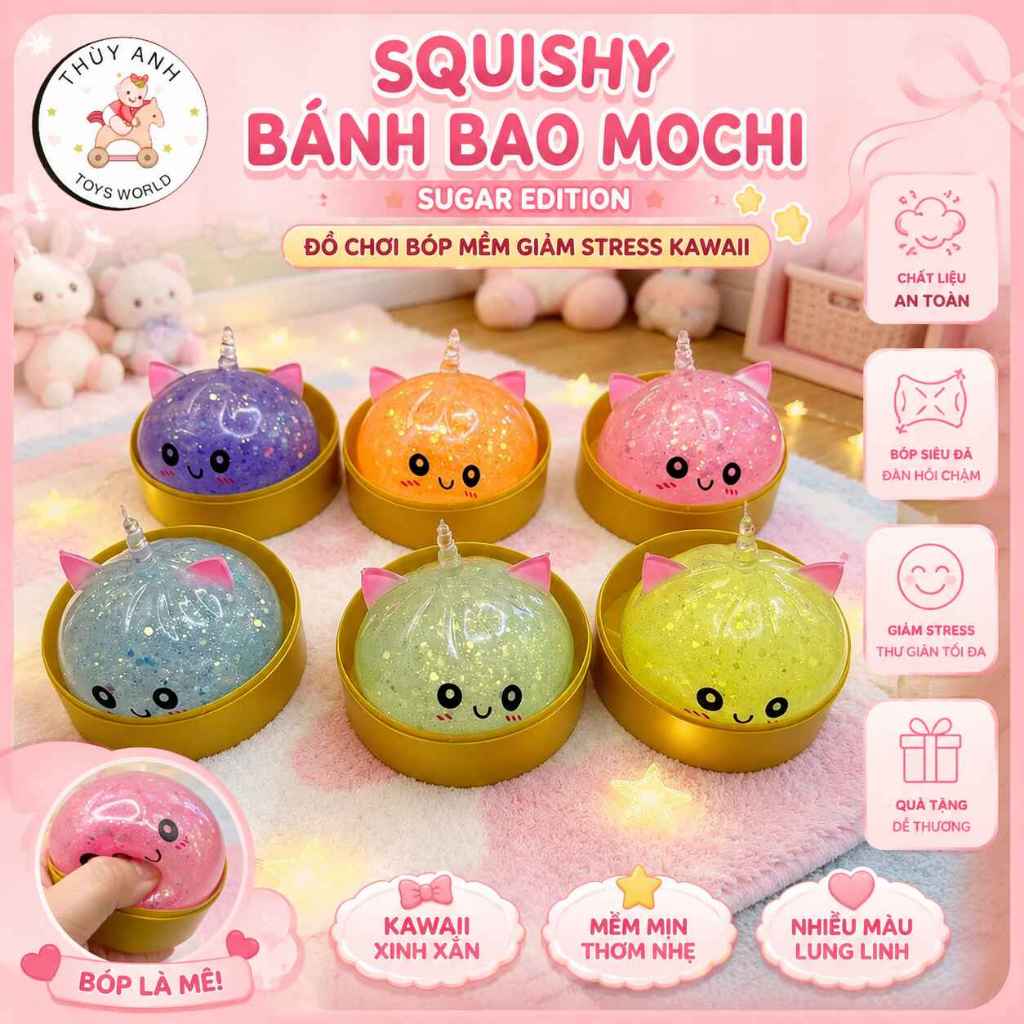 Squishy Bánh Bao Mochi Sugar Edition - Đồ Chơi Bóp Mềm Giảm Stress Squishy Cho…