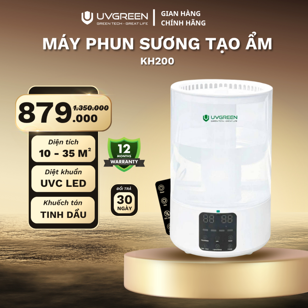 [SKVL] Máy Phun Sương Tạo Ẩm UVGREEN KH200 5L - Khuếch Tán Xông Hơi Tinh Dầu Thơm Phòng Khử Khuẩn - 