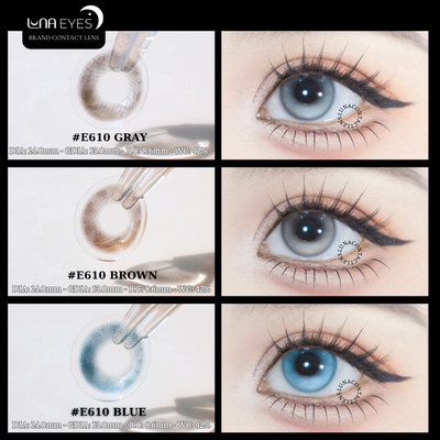 [6 tháng] Lens mắt E610 Blue màu xanh filter giọt nước nổi bật, size nhỏ - thương hiệu LUNA EYES