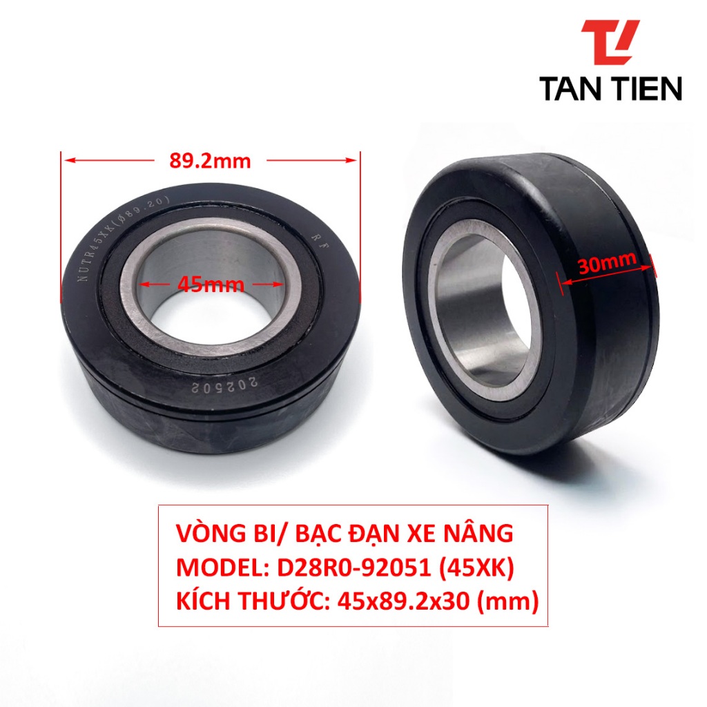 Vòng bi xe nâng D28R0-92051, NUTR45XK, 45x89x30 (mm)