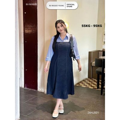 Yếm Jeans kaki 2 đây BIGSIZE (55kg đến 95kg) – 26HJ001 - [BU Bigsize Young]