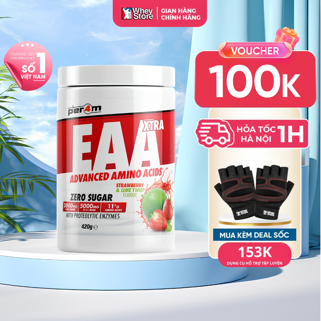 Bột Phục Hồi Và Phát Triển Cơ Bắp Per4m EAA Xtra Advanced Amino Acids 30 Servings Chính Hãng