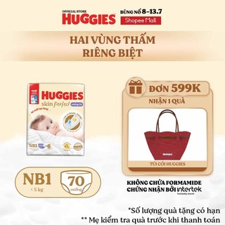 Miếng lót sơ sinh Huggies Skin Perfect NB1 64+4 miếng với 2 vùng thấm giảm kích ứng da