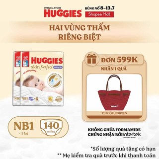 Combo 2 Miếng lót sơ sinh Huggies Skin Perfect NB1 64+4 miếng với 2 vùng thấm giảm kích ứng da