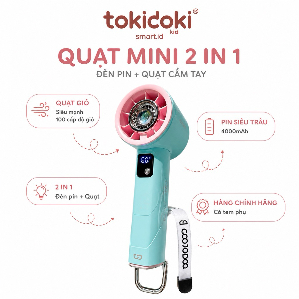 Quạt Cầm Tay Mini 100 Cấp Độ Gió Pin 4000mAh