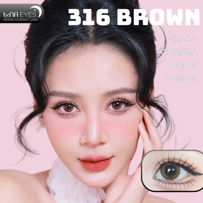 [6 tháng] Lens mắt FC-316 Brown màu nâu hồng tự nhiên, viền omber, size vừa - thương hiệu LUNA EYES