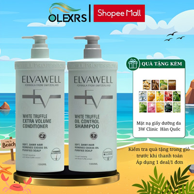 (Màu xanh) Cặp Gội Xả ELVAWELL 500ml/1000ml - Giảm Rụng Tóc, Sạch Dầu Bết