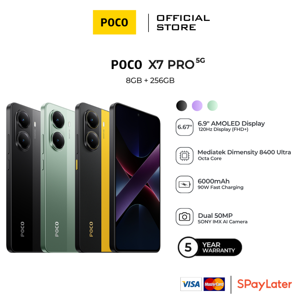 POCO X7 Pro 5G 8GB/256GB | Dimensity 8400-Ultra | Pin 6000mAh | Sạc Nhanh 90W | Màn Hình AMOLED 1.5K