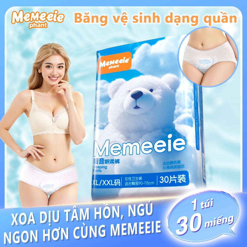 Băng Vệ Sinh Quần Memeiee 30 Miếng Quần Vô Hình – Siêu Mềm Mại, Thấm Hút Tốt