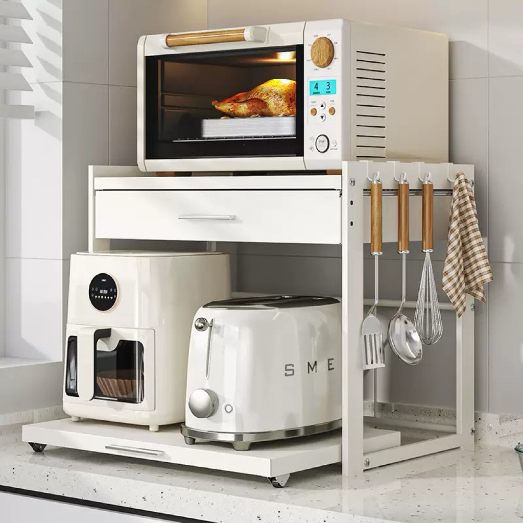 Kệ bếp kệ để lò vi sóng 2 tầng có ngăn kéo chứa đồ