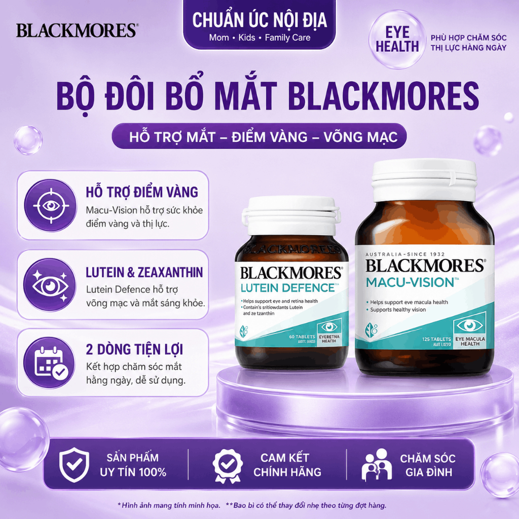 [HSD 2028] Viên uống bổ mắt tăng cường thị lực Blackmores Macu Vision, Blackmores Lutein Defence chu