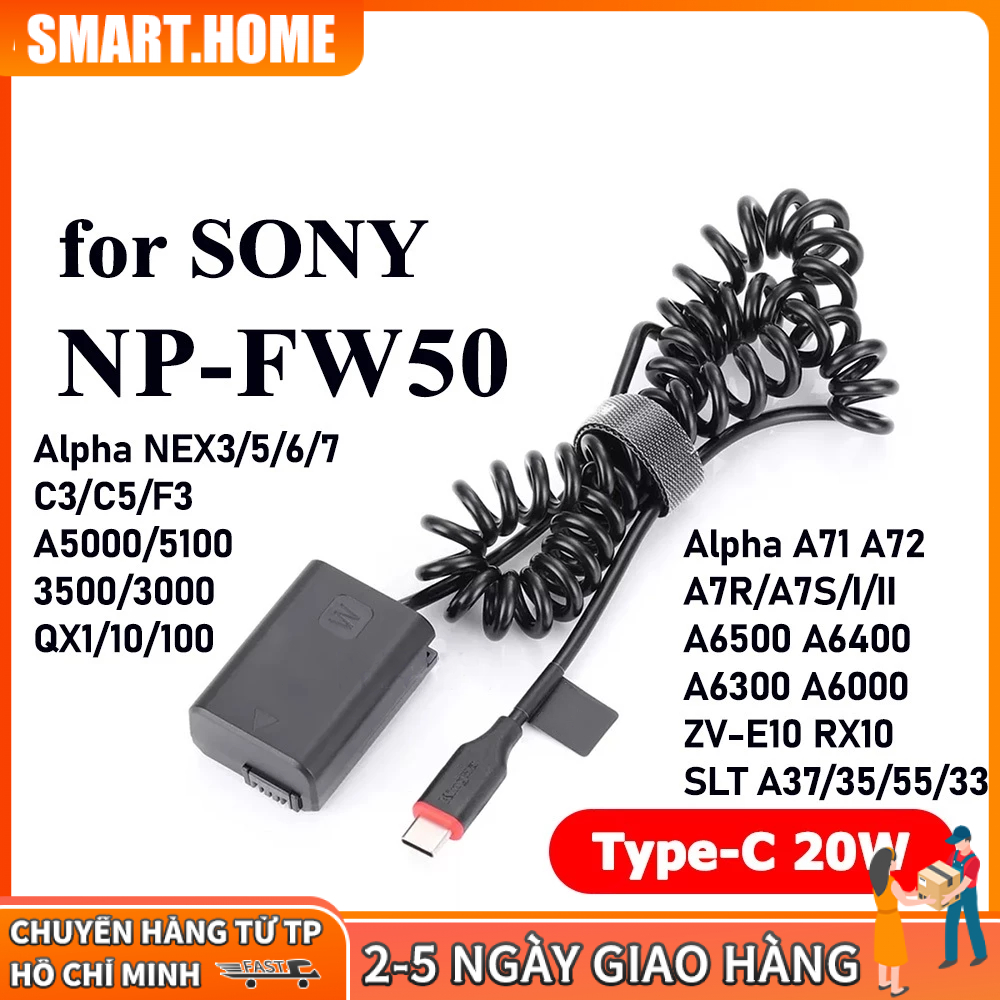 【🔥Free ship🔥】Dummy Type-C Sony NP-FW50 | Pin giả pin ảo pin dummy battery DC Coupler SONY FW50 A72 A