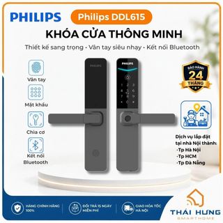 Khóa cửa vân tay Philips DDL615 Bluetooth, bảo hành chính hãng 24 tháng