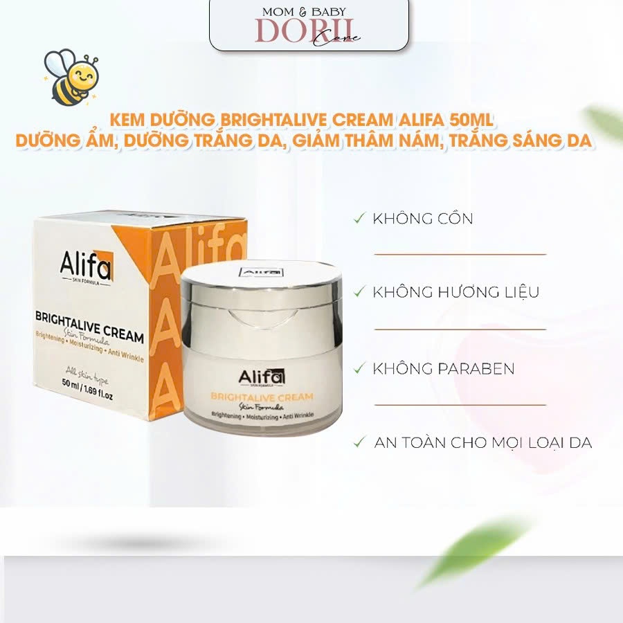 Alifa Kem dưỡng Brightalive Cream dưỡng ẩm, dưỡng trắng da, giảm thâm nám, trắng sáng da 50ml