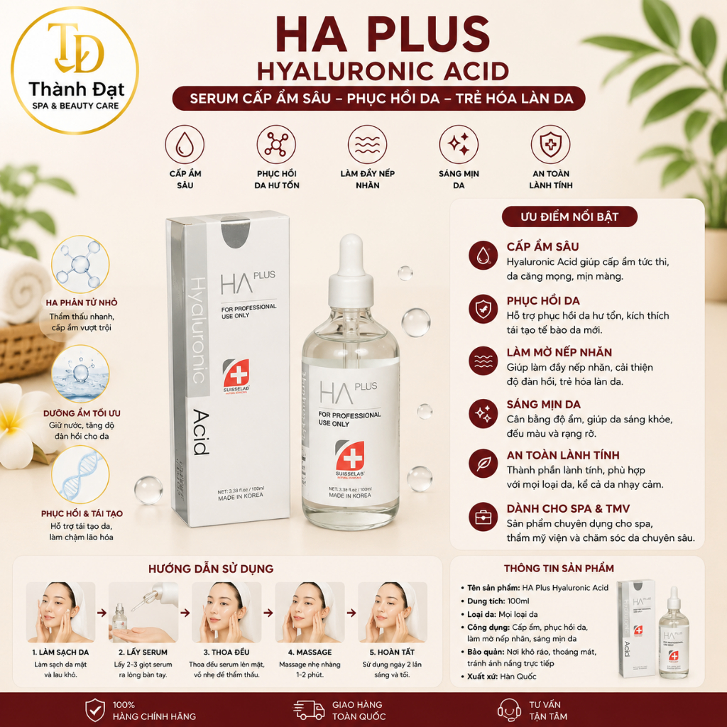 HA plus Hyaluronic Acid | Serum HA plus siêu cấp ẩm,căng bóng,trắng sáng da.