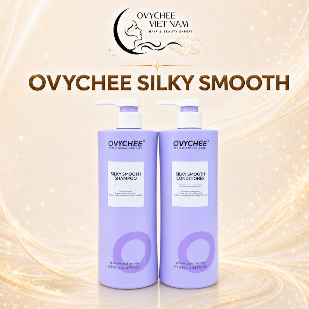 Combo Dầu Gội Xả Ovychee Silky Smooth 500ml, Dưỡng Tóc Mềm Mượt, Hỗ Trợ Giảm Khô Xơ
