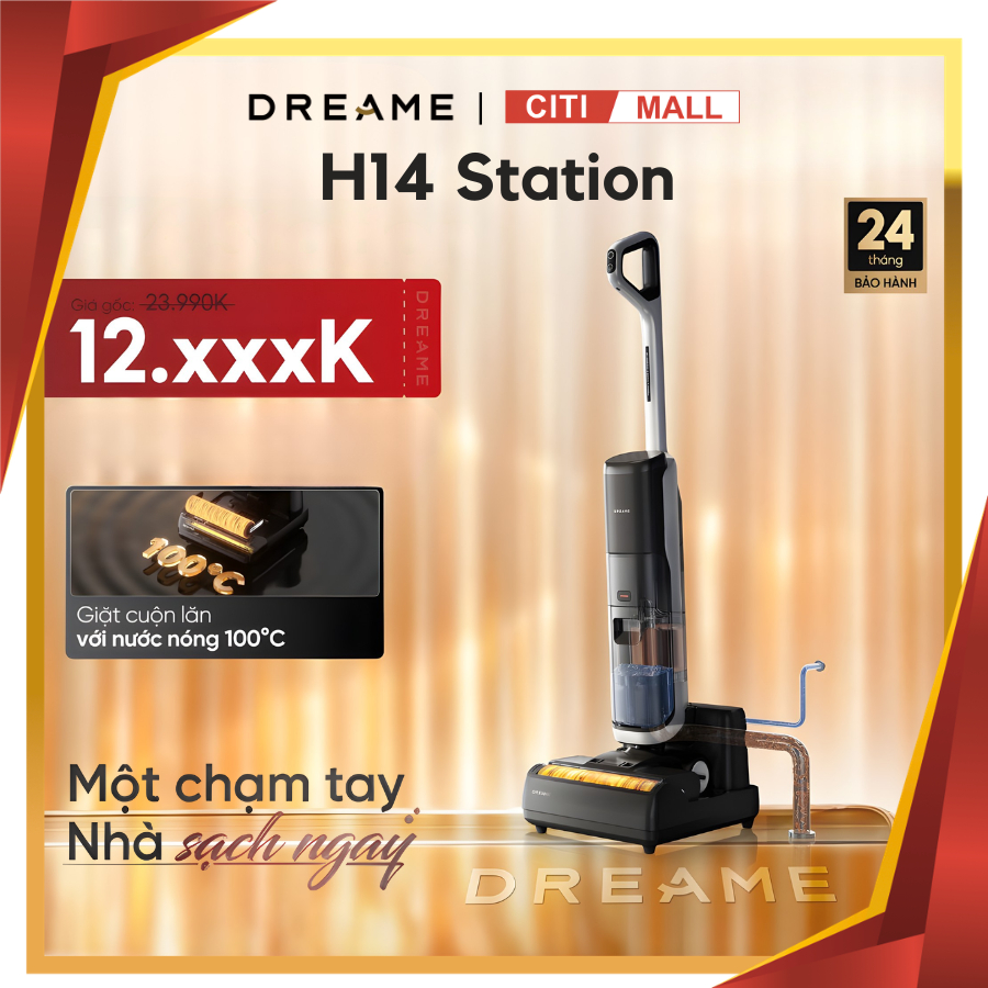 Máy Hút Bụi Lau Nhà Dreame H14 Station - Lực Hút 20000Pa, Tự Giặt Sấy, Khử Trùng E2E - Chính Hãng