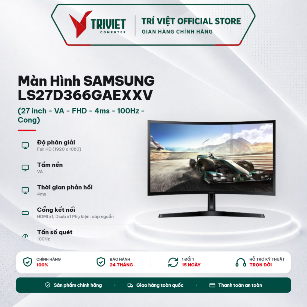 Màn Hình Samsung 27 Inch Cong FHD 100Hz VA 4ms LS27D366GAEXXV