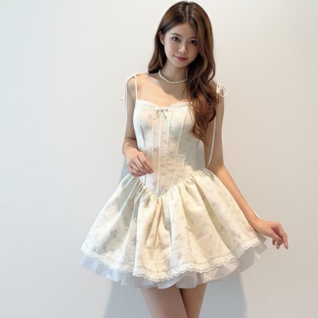 Váy Xòe Tiểu Thư Hoa Lavender - NV744 Váy Bồng Xòe Form Corset
