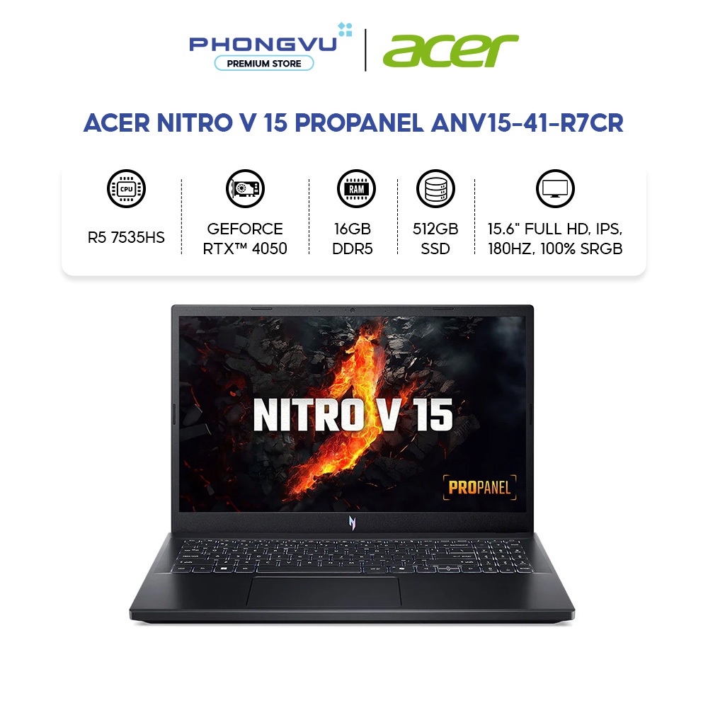 Laptop Gaming Acer Nitro ProPanel ANV15-41-R7CR (Ryzen 5 7535HS/ GeForce RTX™ 4050/ 16GB/ 512GB/ Win