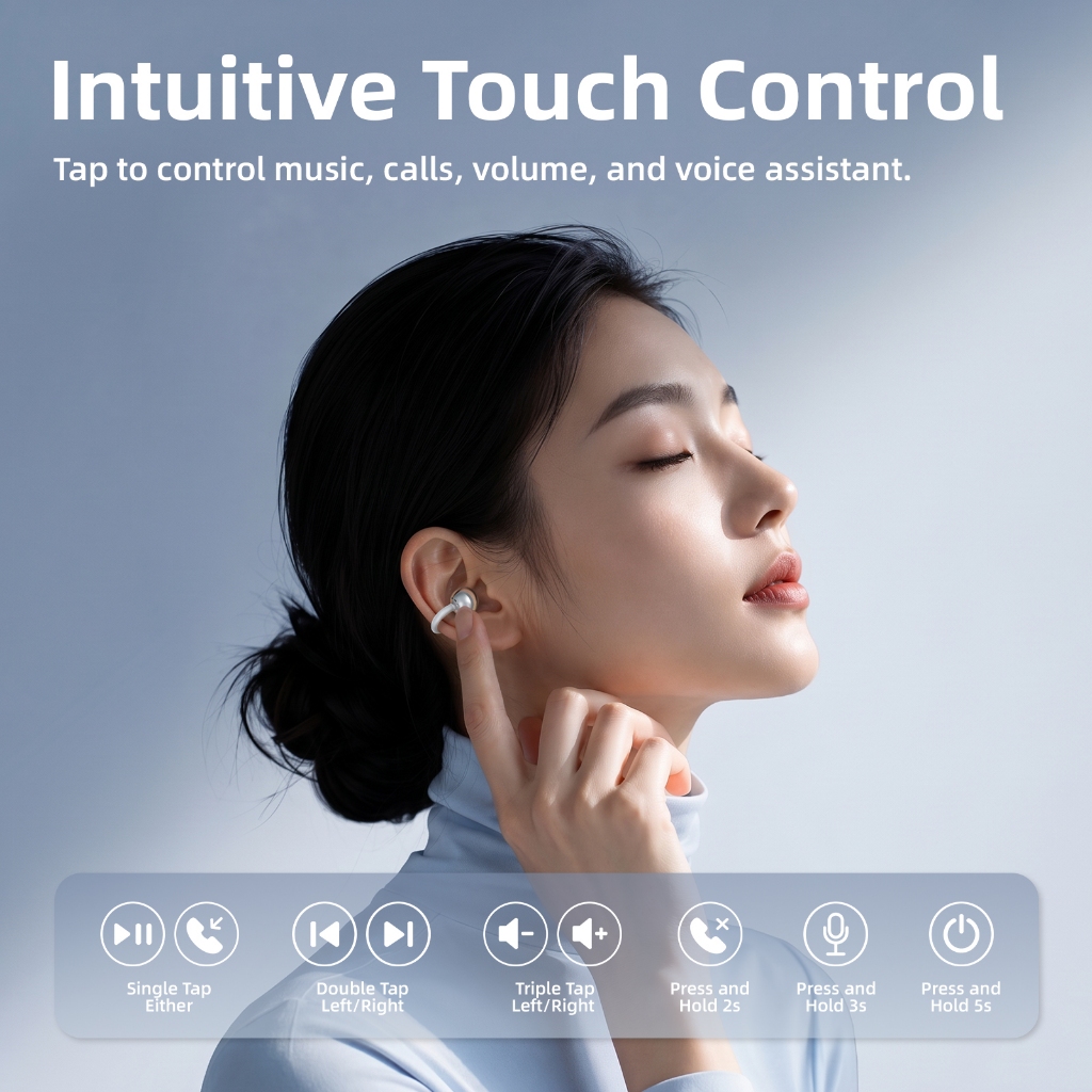 Tai Nghe Bluetooth 5.3 Dạng Kẹp GOOJODOQ Không Đau Tai, Nghe Được Âm Thanh Xung Quanh, Pin 6 Giờ | BigBuy360 - bigbuy360.vn