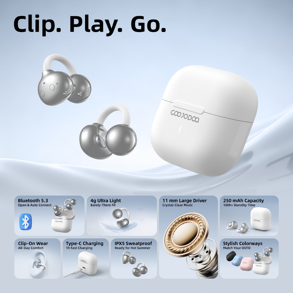 Tai Nghe Bluetooth 5.3 Dạng Kẹp GOOJODOQ Không Đau Tai, Nghe Được Âm Thanh Xung Quanh, Pin 6 Giờ | BigBuy360 - bigbuy360.vn