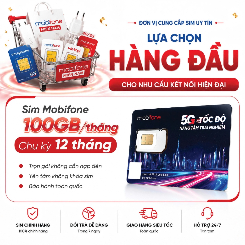 🌟 [100GB/tháng] Sim 5G MobiFone 100GB/tháng ( 1200GB/năm) trọn gói 12 Tháng tốc độ mạng thả ga