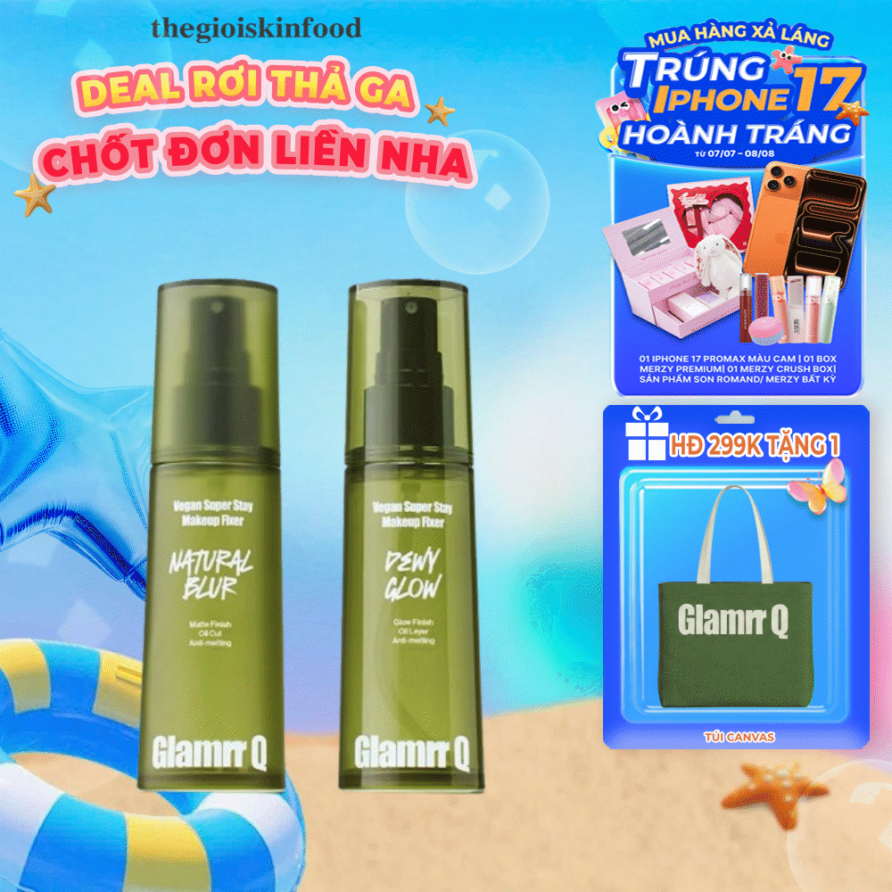 Xịt Khóa Nền Cố Định Trang Điểm Thuần Chay Cho Da Nhạy Cảm Glamrr Q Vegan Super Makeup Fixer 130ml