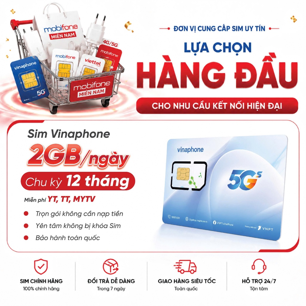 🌟[2GB/ngày] Sim Vinaphone 5G SODA 2GB/ngày – Miễn phí 100% Data truy cập TT, YTB, My TV