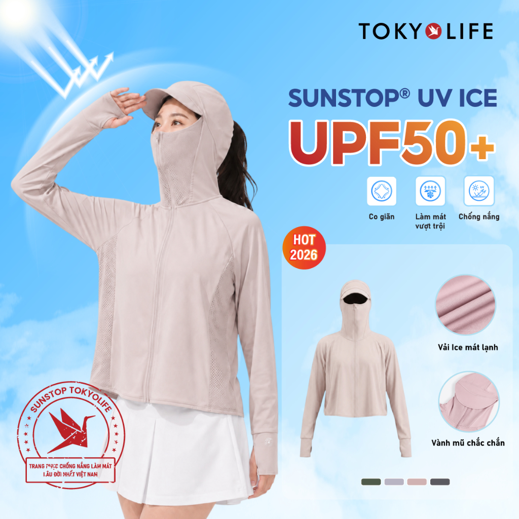 Áo khoác chống nắng TOKYOLIFE SunStop Ice kiểu dáng năng động thoáng khí bảo vệ da toàn diện 4000533