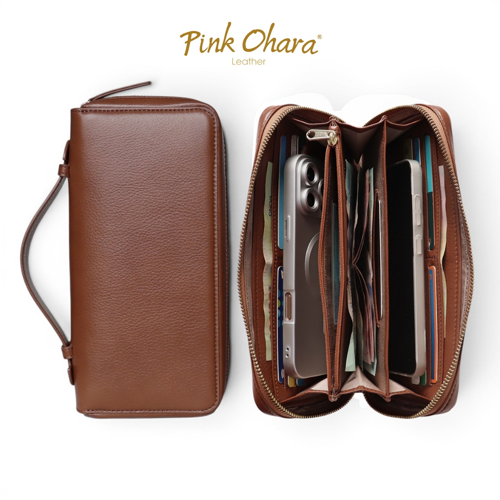 Clutch Cầm Tay Nam Nữ Da Bò Thật PINK OHARA
