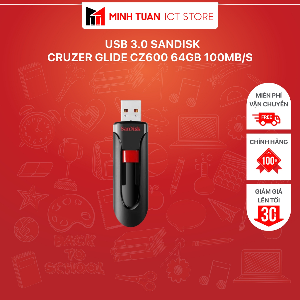 USB 3.0 SanDisk Cruzer Glide CZ600 64GB 100MB/s