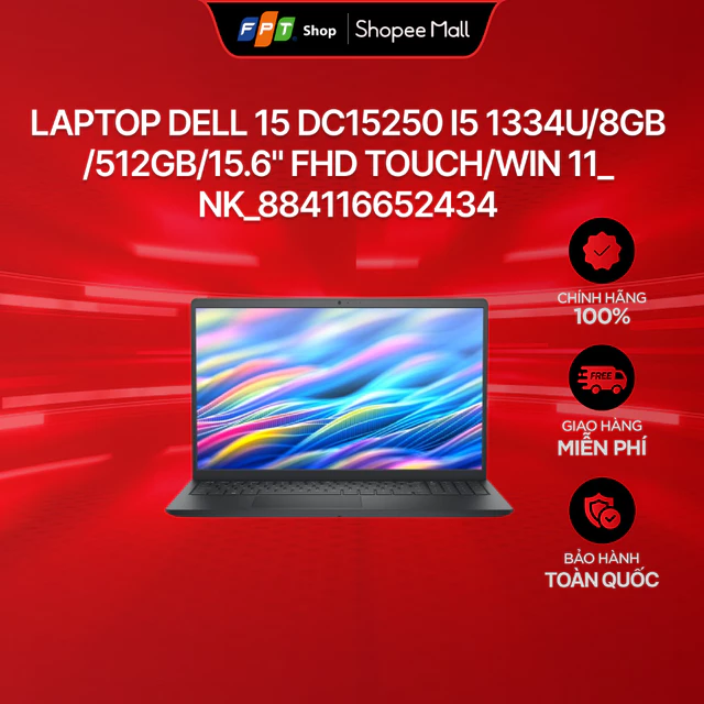 Laptop Dell 15 DC15250 i5 1334U/8GB/512GB/15.6" FHD Touch/Win 11_NK_884116652434