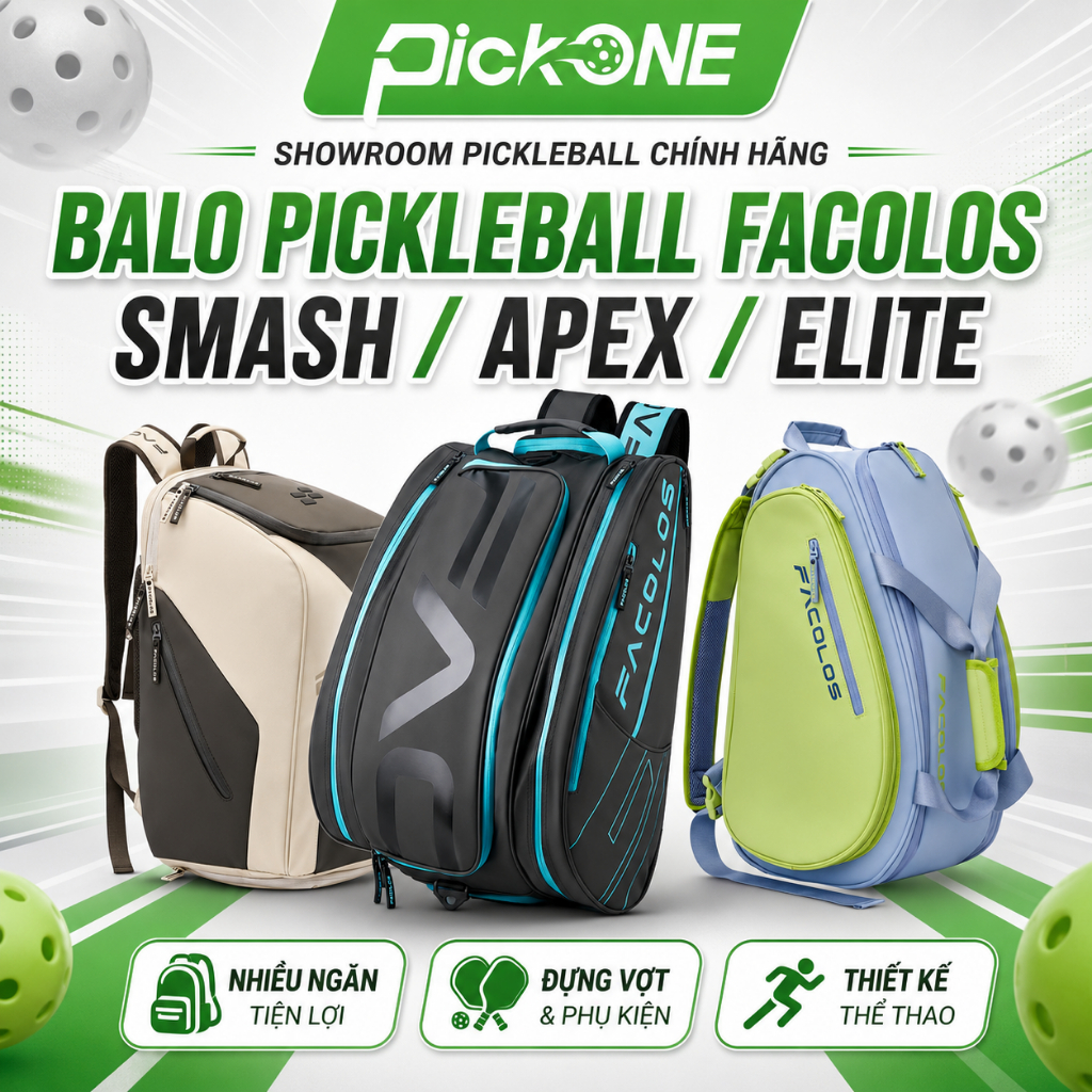 Balo Pickleball Facolos Smash/Apex/Elite Chính Hãng, Balo Pickleball Thể Thao Cao Cấp