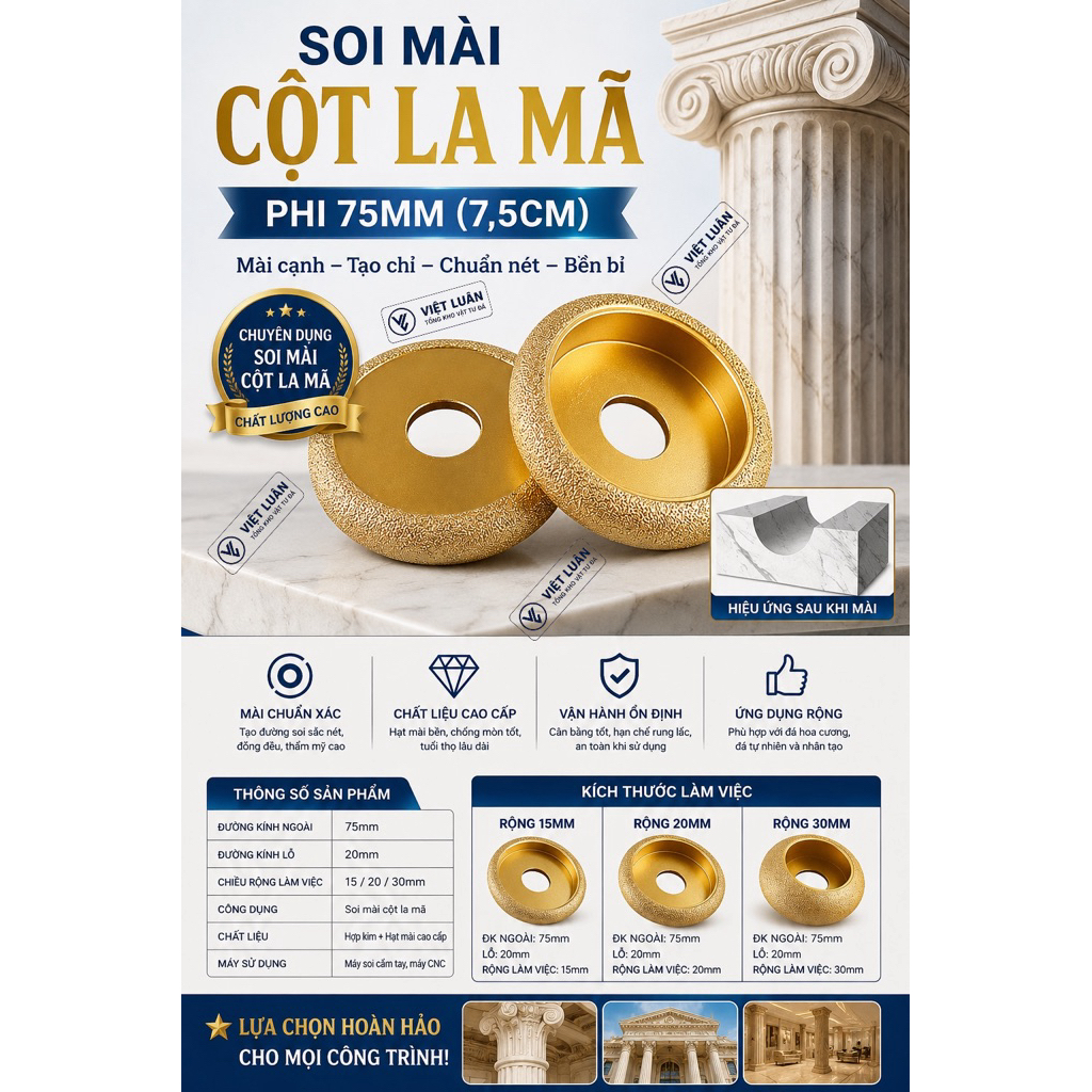 Soi Phào Cột La Mã Đường Kính 75 (7,5cm)