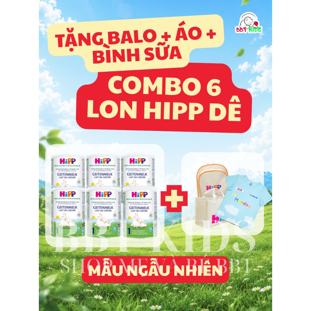 [COMBO 6 LON HIPP DÊ - KÈM QUÀ] - Sữa Hipp Dê Organic Lon 400g
