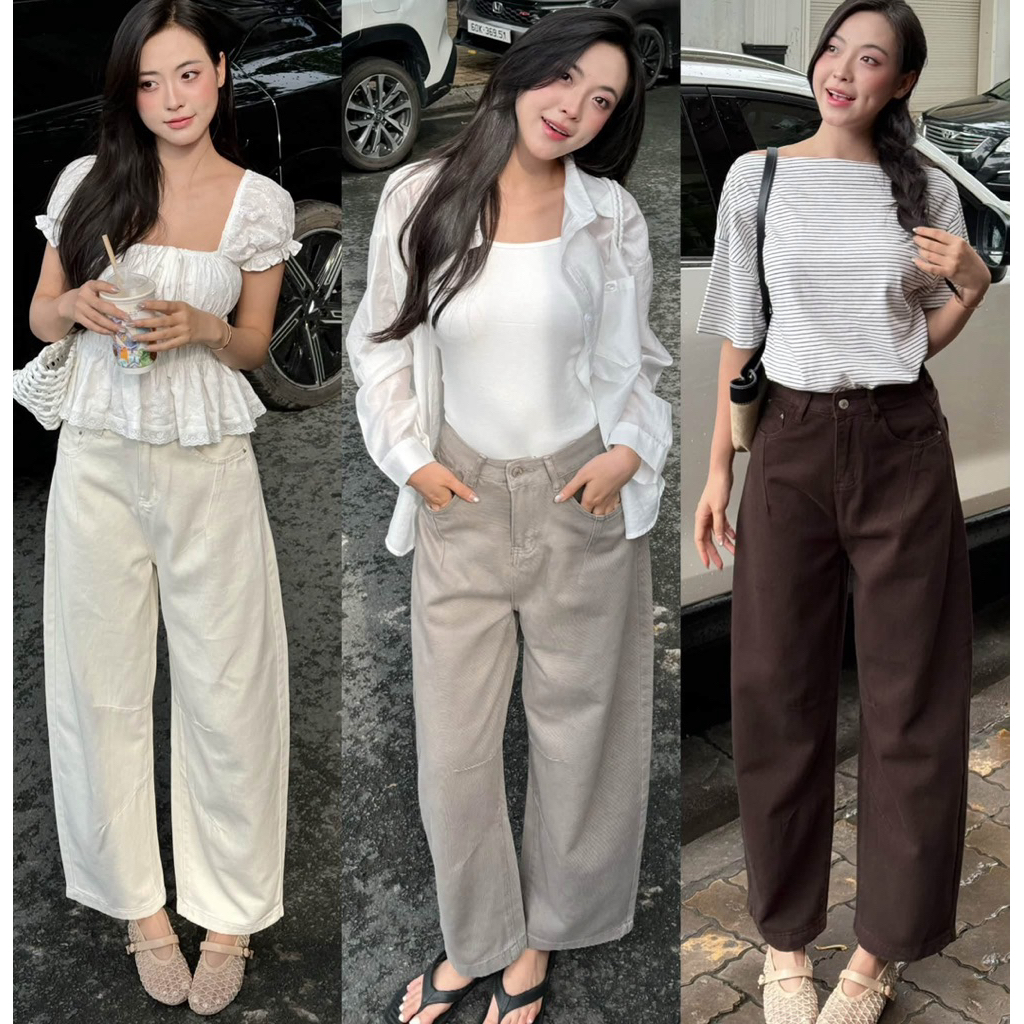 [RÁCH STORE] Quần Baggy QC - 6526 - Chỉ Chéo - Túi Chỉ Nâu