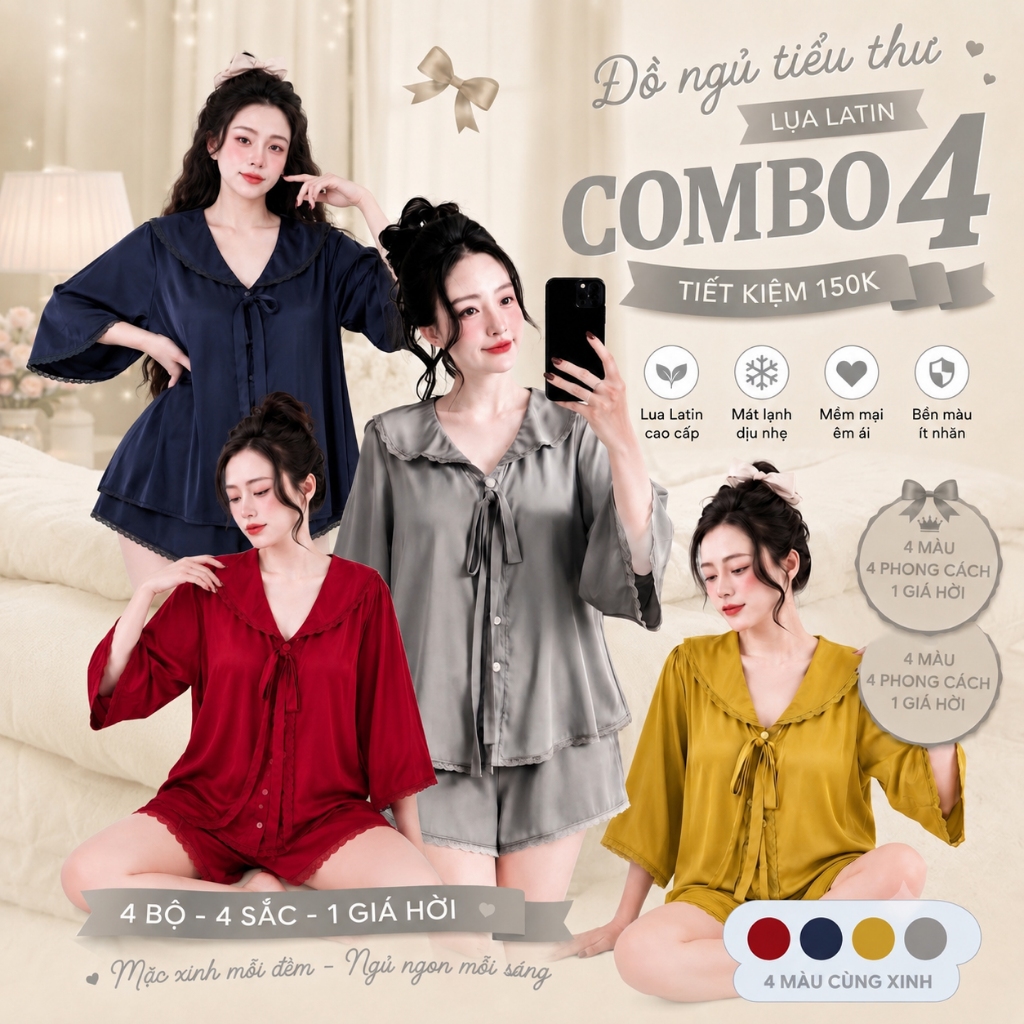 Đồ Ngủ Pijama Bigsize MIKY Tay Loe 2, Đồ Ngủ Bigsize lụa Latin cao cấp mềm mại xinh xắnd < 70KG M06 