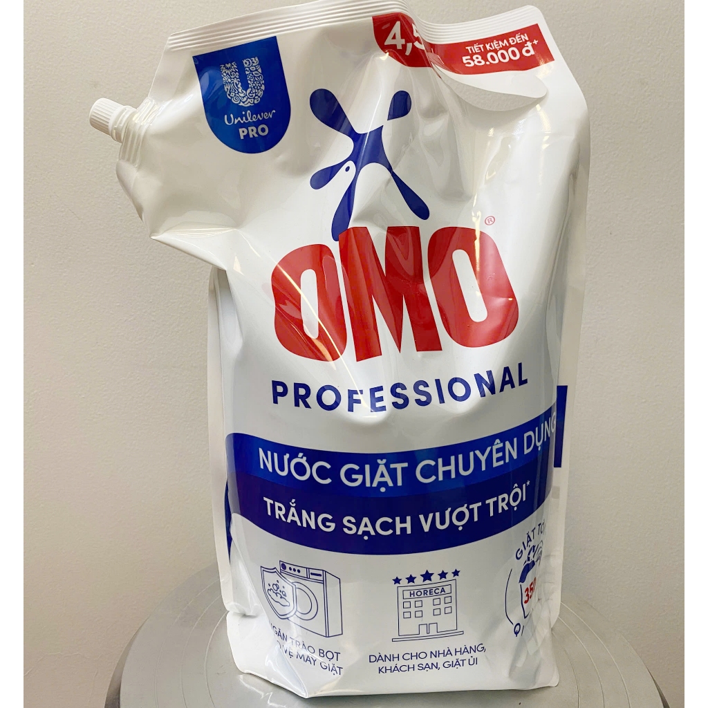 Nước Giặt Omo Chuyên Dụng Trắng Sạch Vượt Trội Túi 4.5Kg, Chính Hãng Tiết Kiệm Đánh Bay Sạch Vết Bẩn